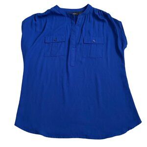 INC international concepts Petite Blue Button-Front Blouse P/S Top women